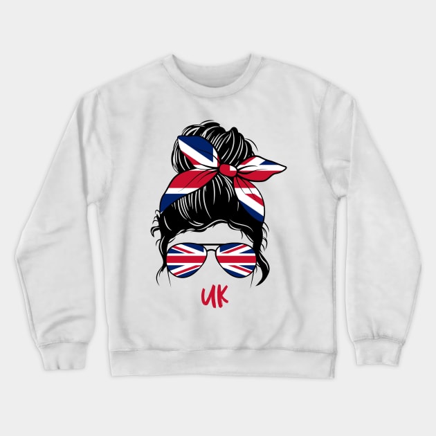 Uk  Girl, UK  girlfriend, UK Messy bun, British  Girl, british  girlfriend, British Messy bun Crewneck Sweatshirt by JayD World